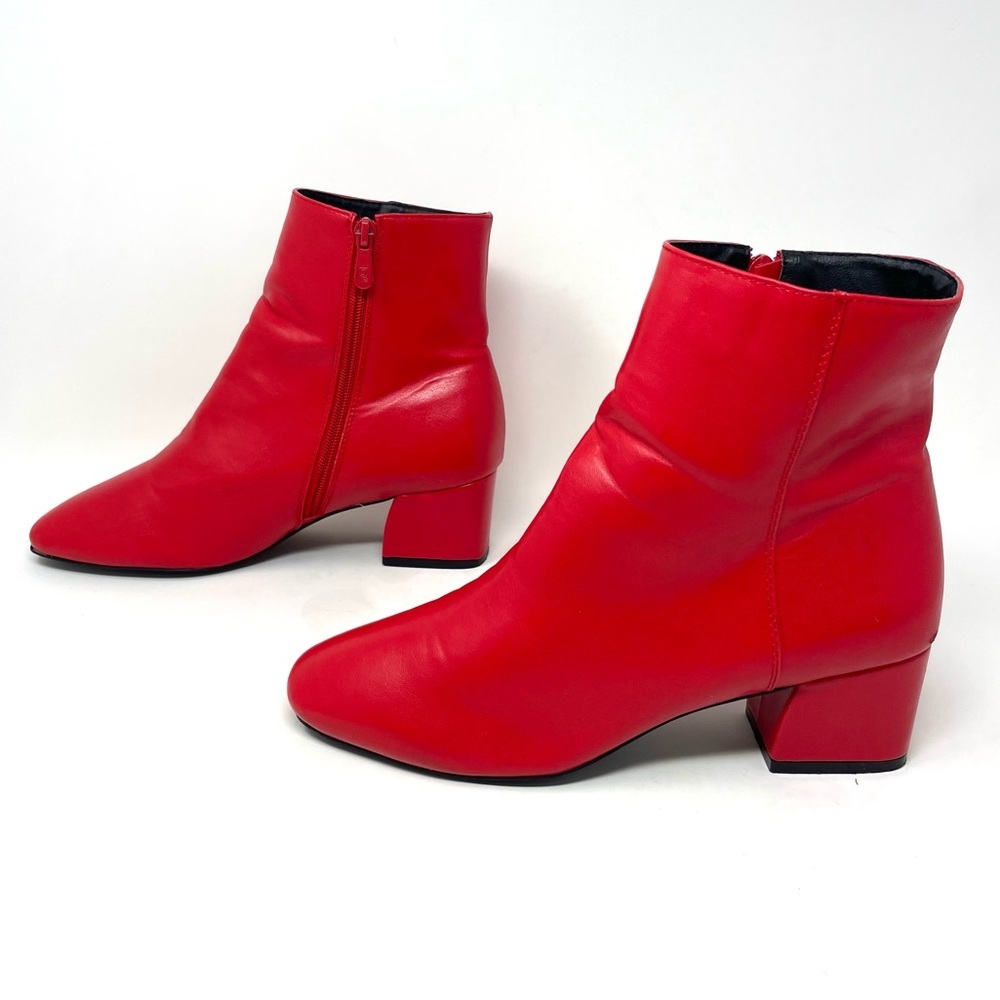 ** Red Kiss True Red Leather Heeled Ankle Boots Size 9 - Picture 4 of 11
